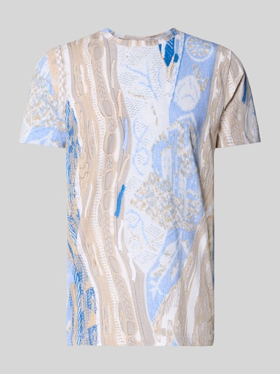 CARLO COLUCCI T-Shirt mit geripptem Rundhalsausschnitt Hellblau 2
