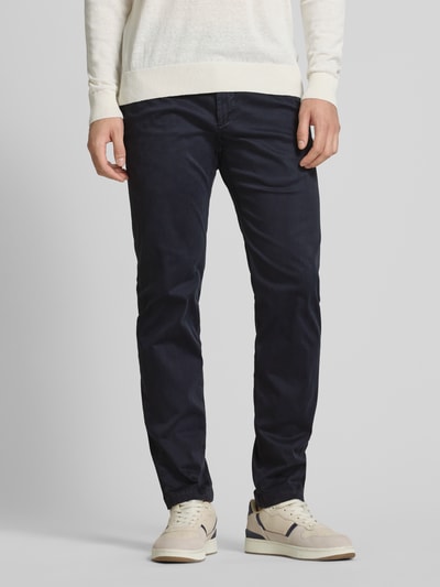 Strellson Slim fit chino met logo-applicatie, model 'Tius' Marineblauw - 4