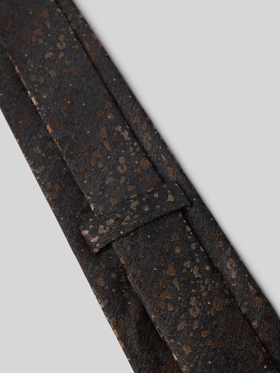 Produktfoto, Krawatte aus Seide im Allover-Look (7,5 cm) von MONTI in Braun- und Schwarztönen, klassische Form, reine Seide, feine Textur, Label-Detail, Breite 7 cm