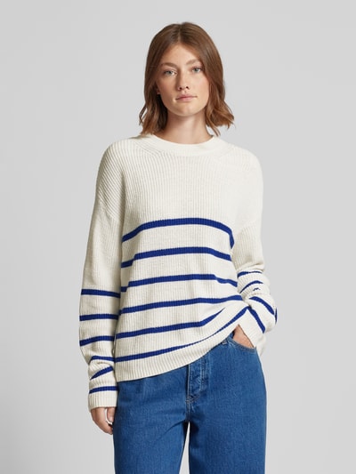 Tom Tailor Denim Relaxed Fit Strickpullover mit Streifenmuster Weiss 4