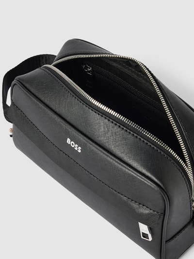 BOSS Umhängetasche aus Leder mit Label-Print Modell 'Zair' Black 3