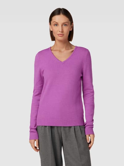 Vila Gebreide pullover met ribboorden, model 'VIRIL' Fuchsia - 4