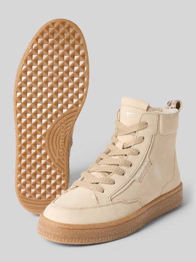 Produktfoto, Sneaker aus echtem Rindsleder von Tamaris in Beige mit glatter Oberfläche, Gummisohle in Hellbraun, Damen Sneaker von Tamaris