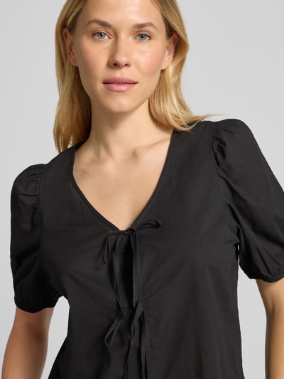 s.Oliver RED LABEL Regular Fit Baumwollbluse mit V-Ausschnitt BLACK 3