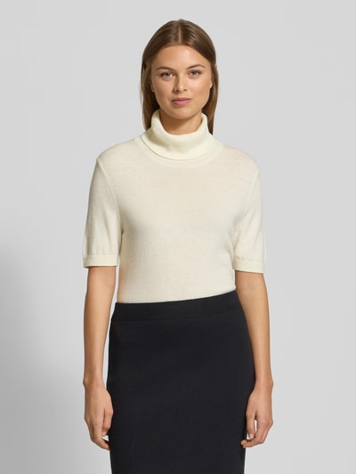 Stefanel Strickshirt aus Wolle mit Rollkragen Offwhite 4