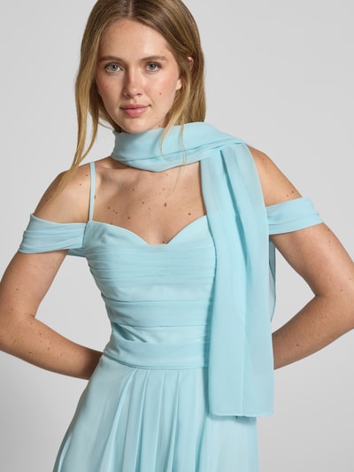 Mascara Abendkleid mit Carmen-Ausschnitt und Gehschlitz Mint 3