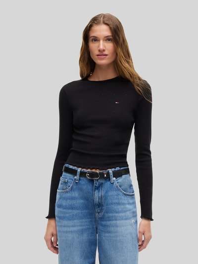Tommy Jeans Bluzka z długim rękawem ze zrolowanym brzegiem Czarny 4