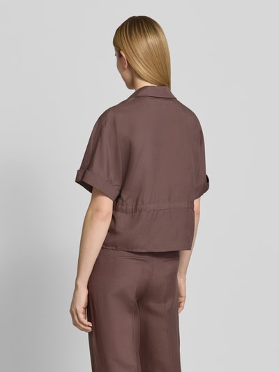 Christian Berg Woman Selection Overhemdblouse van mix van linnen en viscose Middenbruin - 5