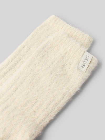 Produktfoto, Socken mit Label-Detail von BOSS in Creme mit feiner Rippenstruktur und weicher Textur, Damen Socken von BOSS