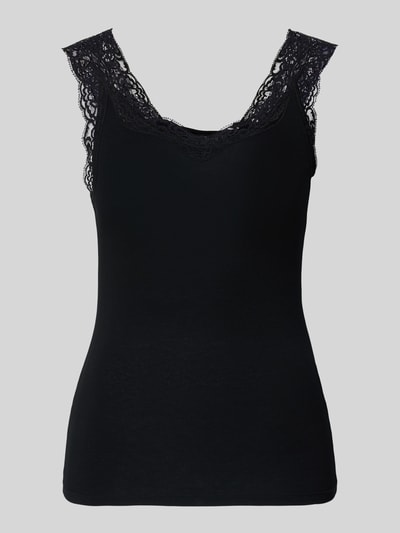 PIECES Top o kroju slim fit z mieszanki wiskozy model ‘BARBERA LACE’ Czarny 2