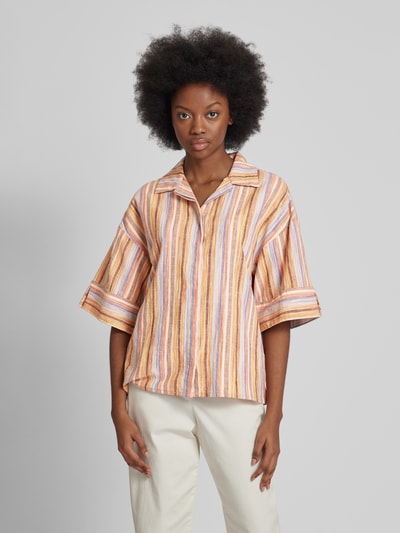 Knowledge Cotton Apparel Blouse met 3/4-mouwen Oranje - 4