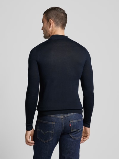 Christian Berg Men Gebreide pullover met turtleneck Donkerblauw gemêleerd - 5