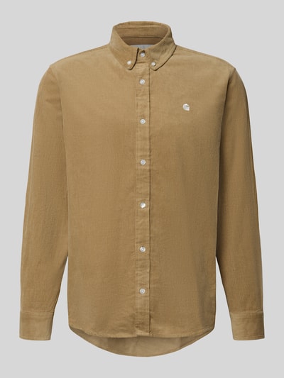 Produktfoto, Regular Fit Freizeithemd aus Cord mit Button-Down-Kragen von Carhartt Work In Progress, Modell 'Madison' in Beige, reine Baumwolle, feine Cordstruktur, Label-Stitching, Herrenhemd
