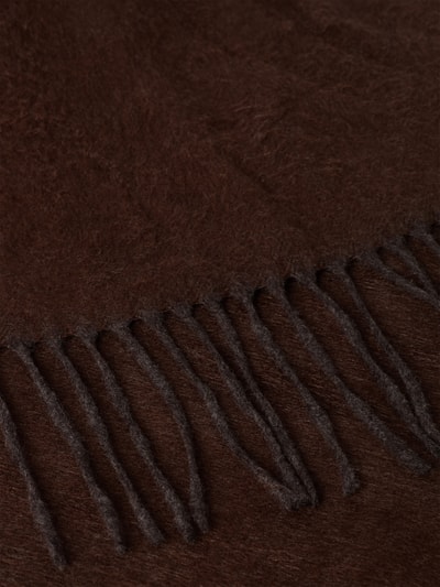 Produktfoto, Schal mit Fransen-Abschluss im unifarbenen Design von FRAAS, rechteckig, Braunton, weiche Textur, Maße 30 x 164 cm