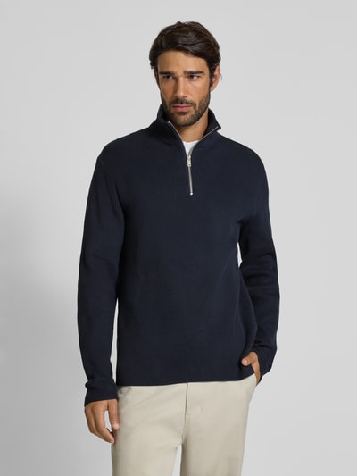 Lindbergh Gebreide pullover met schipperskraag Marineblauw - 4