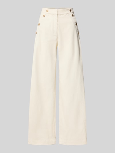 Jake*s Collection Weite Hose mit Zierknöpfen Offwhite 1