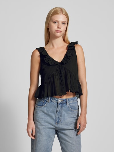 Gina Tricot Top mit Rüschen Black 4