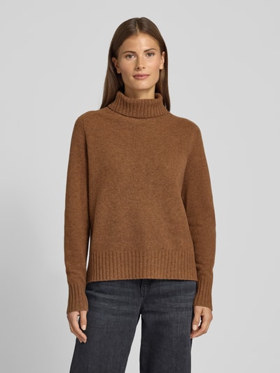 Fynch-Hatton Rollkragenpullover mit gerippten Abschlüssen Mittelbraun Mel 4