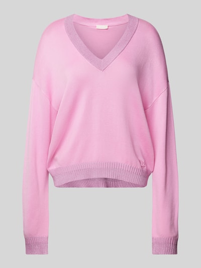 LIU JO SPORT Oversized Strickpullover mit gerippten Abschlüssen Pink 1