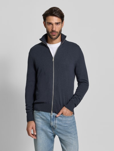 Marc O'Polo Regular Fit Strickjacke aus Baumwoll-Mix mit Schurwoll-Anteil Marine 4