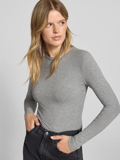 EDITED Bluzka z długim rękawem i okrągłym dekoltem model ‘Ginger’ Średnioszary 3