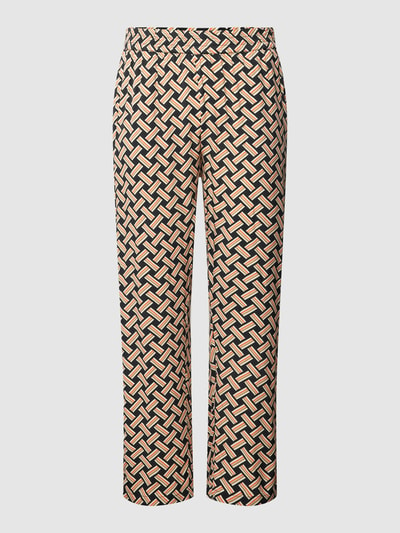 KAFFE Curve Stoffen broek met all-over motief van pure viscose, model 'Qing' Zwart - 2