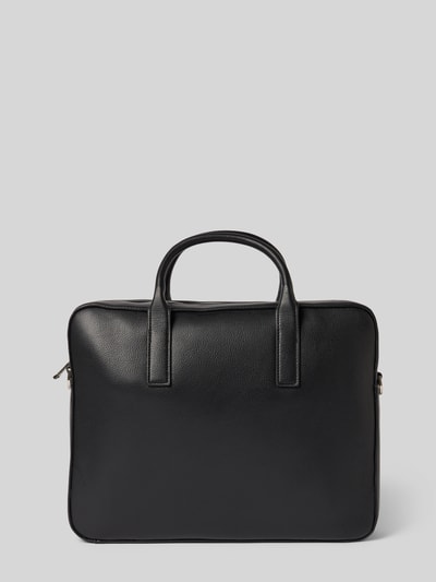 Produktfoto, Laptop Tasche in Leder-Optik Modell 'Commuter' von CK Calvin Klein für Herren mit Strukturmuster, Logo-Detail, Hauptfach mit Reißverschluss, Schulterriemen und abnehmbarem Tragehenkel, Maße 37x28x8 cm, Schwarz