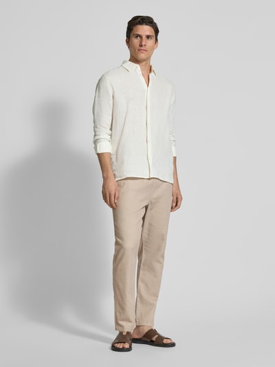 JAKE*S STUDIO MEN Straight Leg Stoffhose mit Strukturmuster Taupe 1