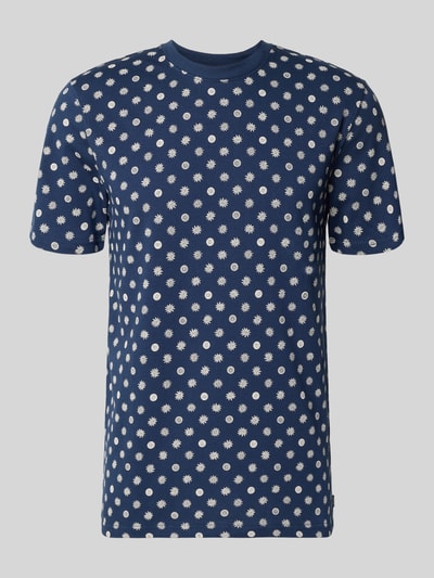 Produktfoto, Regular Fit T-Shirt mit Rundhalsausschnitt von Scotch & Soda für Herren aus Reine Baumwolle im Allover-Look, Rückenlänge 71 cm bei Größe M, dunkelblau mit weißem Muster