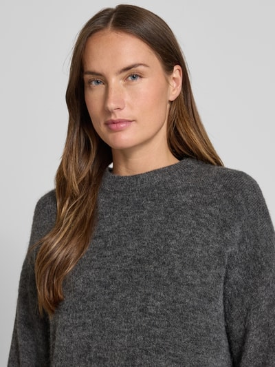 MSCH Copenhagen Sweter z dzianiny z prążkowanymi wykończeniami model ‘Annamaja’ Antracytowy 3