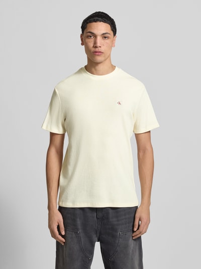 Calvin Klein Jeans Regular Fit T-Shirt mit Logo-Patch Beige 4