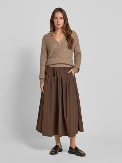 FREE/QUENT Strickpullover mit gerippten Abschlüssen Modell 'Hil' Taupe 1