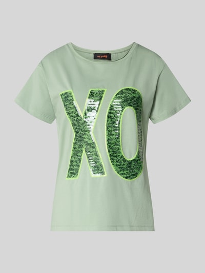 Productfoto, T-Shirt met paillettenbesatz van miss goodlife in lichtgroen, rechte fit, ronde hals, katoen-elastaan mix, ruglengte 62 cm maat S