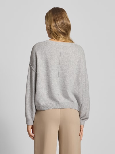 Review Gebreide pullover met diepe boothals Lichtgrijs gemêleerd - 5