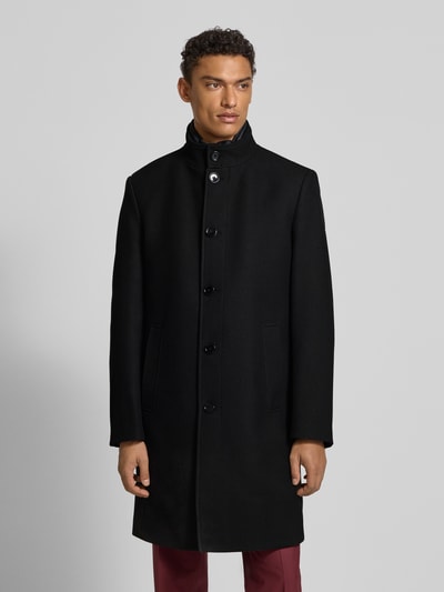 Christian Berg Men Regular fit lange jas met opstaande kraag Zwart - 4