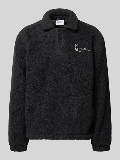 KARL KANI Fleecepullover met platte kraag en knoopsluiting Zwart - 2