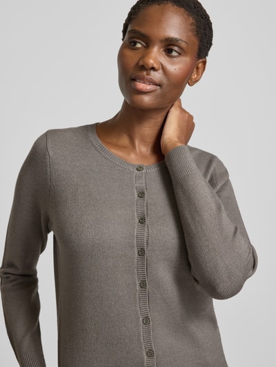 Christian Berg Woman Vest met knoopsluiting Olijfgroen gemêleerd - 3