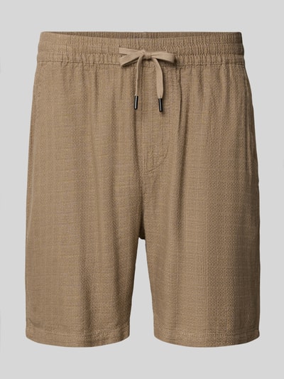 Produktfoto, Regular Fit Shorts aus Viskose-Leinen-Mix Modell 'TEL LATHAM' von Only & Sons, Optik: Unifarben, Struktur, Tunnelzug, Flammgarn, seitliche Eingrifftaschen
