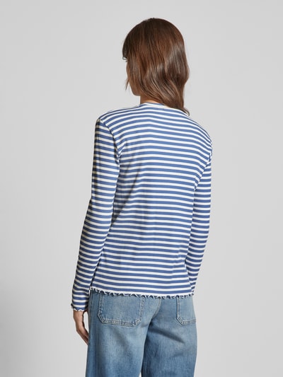 Vila Longsleeve mit Muschelsaum Modell 'THESSA' Blau 5