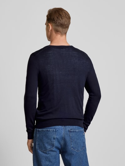 OLYMP Level Five Slim Fit Strickpullover mit gerippten Abschlüssen Marine 5