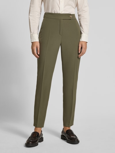 s.Oliver BLACK LABEL Regular fit pantalon met elastische bandinzet Olijfgroen - 4