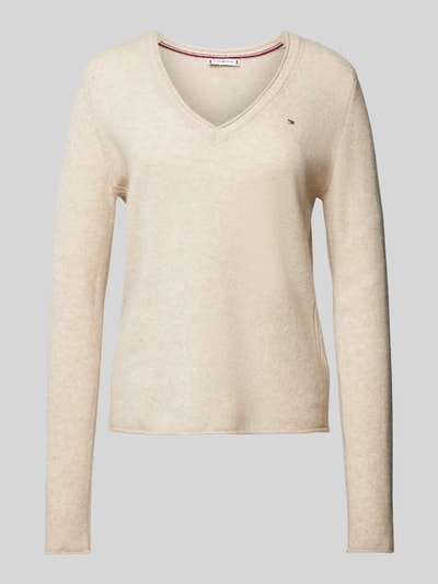 Tommy Hilfiger Pullover mit abgerundetem V-Ausschnitt Modell 'SOFT WOOL' Beige 2