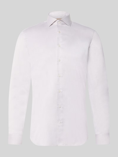 Produktfoto, Super Slim Fit Businesshemd in Premiumqualität von Jake*s, helles Hemd mit feiner Struktur, weiße Knöpfe, grauer Hintergrund