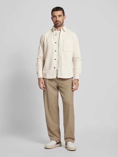 Strellson Regular fit overhemdjack met button-downkraag, model 'Nero' Offwhite - 1