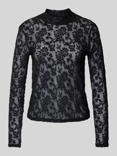 JAKE*S STUDIO WOMAN Semitransparentes Longsleeve mit Stehkragen Black 2