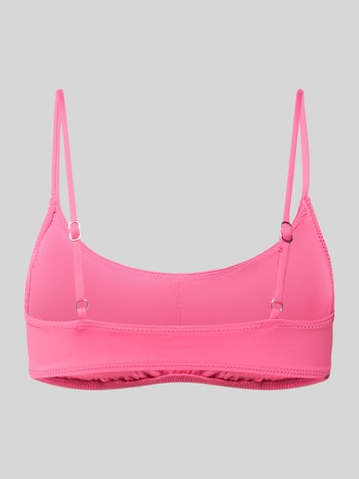 Produktfoto, Bikini-Oberteil mit Logo-Stitching von Polo Ralph Lauren, Optik:Unifarben in Pink, Trägerform:Spaghettiträger, Verschluss(Oberteil):Verschlusslos, Textur glatt, Stoff leicht glänzend