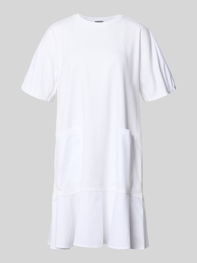 Produktfoto, białe, bawełniane knielanges Tunikakleid mit Puffärmeln Modell 'ONORE' von MM by Max Mara, A-linia, kieszeń z przodu, bawełniany miks ze stretch, długość do kolan, okrągły dekolt, Szerokość w rozmiarze S: 50 cm, długość tyłu: 90 cm, długość rękawa: 30 cm