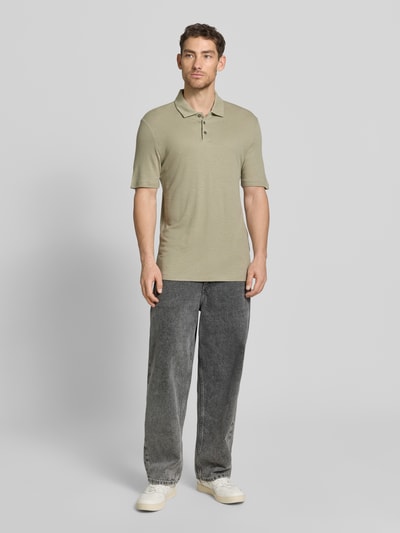 HUGO Slim Fit Poloshirt aus Lyocell-Leinen-Mix Modell 'DULINEN' Hellgruen 1