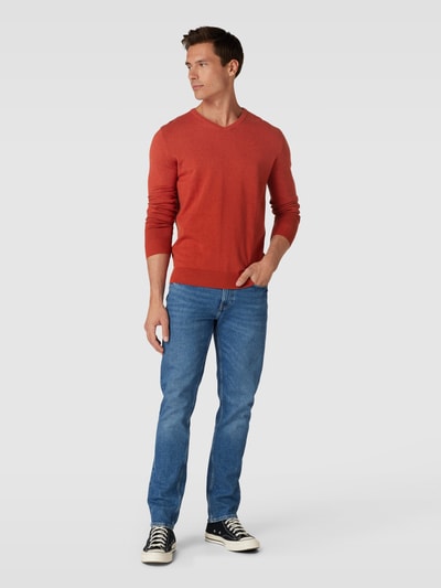 Tom Tailor Gebreide pullover met labelstitching, model 'BASIC' Rood - 1