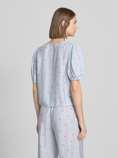 Pieces Regular Fit Blusenshirt mit Schnürverschluss Modell 'FIONNA' Hellblau 5